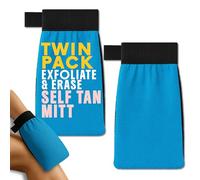 2 Pack of Tan Eraser Fake Tan Remover Exfoliating Mitt | Salon Standard Exfoliator Glove Easily Removes Any Spray or Self Tanning Lotion, Dual Sided