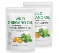 2 Pack Oil of Oregano Softgels, 2 in 1 6000mg Oil of Oregano with Black Seed, Mullein Leaf Extract for Lung