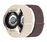 2 Pack One Click No Gap Nylon Loop Strap for Samsung Galaxy Watch 7 FE 6 5 4 40mm 44mm 42mm 46mm 43mm 5 Pro 45mm - Starlight/Purple