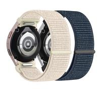 2 Pack One Click No Gap Nylon Loop Strap for Samsung Galaxy Watch 7 FE 6 5 4 40mm 44mm 42mm 46mm 43mm 5 Pro 45mm - Starlight/Midnight