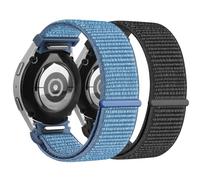 2 Pack One Click No Gap Nylon Strap for Samsung Galaxy Watch 7 6 5 4 40mm 44mm 42mm 46mm 43mm 5 Pro 45mm Strap 20mm Magnetic Nylon Sport Strap for Galaxy Watch 7 6 5 4 Band( Blue, Black)