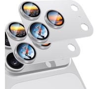 2 Pack One-Piece Full Coverage Camera Lens Protector for iPhone 17 Pro | Aluminum Alloy Frame, 9H Tempered Glass, Anti-Reflective, Scratch Resistant, Alignment Kit, Case Friendly - Silver