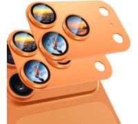 2 Pack One-Piece Full Coverage Camera Lens Protector for iPhone 17 Pro | Aluminum Alloy Frame, 9H Tempered Glass, Anti-Reflective, Scratch Resistant, Alignment Kit, Case Friendly - Cosmic Orange