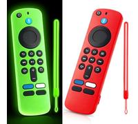 (2 Pack) OneBom Soft Silicone Remote Cover for (newestmodel) Stick HD, 4K Remote Controls, Remote Case Glow in The Dark, Anti Slip Shockproof Protective Case with Lanyard (Glow Green&Red)