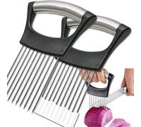2-Pack Onion Holder Stainless Steel Prongs Slicing Vegetable Cutter Comb Food Choppers Meat Tenderizer Chopping Onions, Potatoes, Cucumbers Lemons, Kitchen Gadget for Safe, Easy Cutting