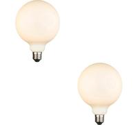 2 Pack Opal Glass 12W E27 G125 LED Light Bulb - Dimmable Warm White - 1400lm 3000k