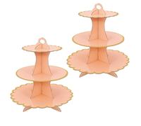 2 Pack Orange Cake Stand Cardboard Cupcake Stand 3 Tier Cupcake Dessert Holder Cardboard Round Tower Cardboard Cake Stands for Afternoon Tea Cake Stand 3 Tier Cake Stand for Birthday,Party,Baby Shower