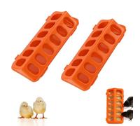 2 Pack Orange Flip-Top Poultry Feeder, Spill-Resistant Poultry Feeding for Small Birds Ducklings, Quail, Pigeons, Automatic Feeding for Busy Owners