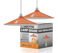 2 Pack Orange Metal Ceiling Lamp Shade 40cm, Retro Disc Pendant Light Shade Easy Fit, Industrial Replacement Hanging Lampshade for Kitchen, Dining Room, Living Room
