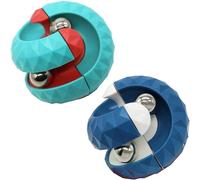 2 Pack Orbit Ball Toy, Bead Fidget Cube Puzzle Bead Ball Spinning Toy, Rotating Track Infinite Flip Change Puzzle Games Novelty Creative Stress Relieve Toys for Kids Children Adults (Blue&Green)