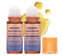 2 Pack Organic Castor Oil Roll On,Natural Ingredients,Deep Moisturizing,Leak-Proof,for Skin Care,Brows, Hair,Body,Belly,50ml