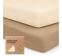 2-Pack Organic Cot Sheets for Boys and Girls - Jersey Fitted Cotton Sheet, Baby Neutral Mattress Cover, Soft Unisex Bedding (Pecan)