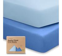 2-Pack Organic Cot Sheets for Boys, Girls - Jersey Fitted Cot Sheet, Baby Cot Sheets Neutral, Cot Mattress Sheet, Cotton Cot Sheets, Soft Baby Sheets for Cot, Unisex Cot Fitted Sheets (Cornflower)