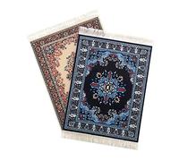 2-Pack Oriental Rug Mouse Pads - Mini Carpet Style Mousepads with Fringe, Non-Slip Rubber Base, Aesthetic Desk Accessories for Office & Home | Inusitus