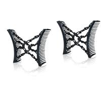 2-Pack Original Comfy Comb - Double Comb for Curly Wavy Hair - No Slip, Ouchless, Adjustable & Simple Long Lasting Updo's (Plastic, Crochet Black)