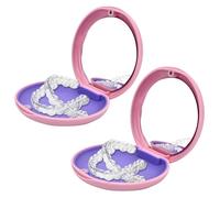 2 Pack Orthodontic Retainer Case with Mirror, Slim Portable Mouth Guard Box, Durable Aligner Holder for Braces, Dentures, Bleaching Trays(Pink)