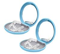 2 Pack Orthodontic Retainer Case with Mirror, Slim Portable Mouth Guard Box, Durable Aligner Holder for Braces, Dentures, Bleaching Trays(Blue)