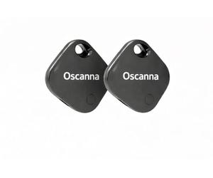 2 Pack Oscanna Rechargeable Smart Tag Works with Apple Find My (Black)