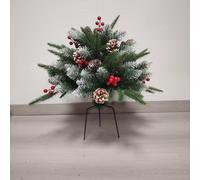 2 Pack Out Christmas Tree Urn Filler, Solar Power with Timer, Pre-lit Warm White LED Lights, 18in Artificial Xmas Tree for Porch, Pathway, Yard, Outdoor Holiday Decorations