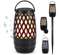 2 Pack Outdoor Bluetooth Speakers, Wireless Speaker with Colorful LED Flame BT 5.3 Multi-Sync to 100 Speakers, IPX6 Waterproof Torch Lantern for Patio Pool Party, Valentine's Day Gift for Women Men
