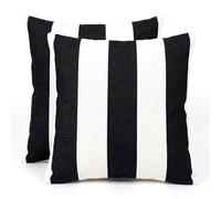 2 Pack Outdoor Cushion Covers Waterproof, Striped Black and White Cushion Covers with Hidden Zipper, Cushion Cover 40 x 40 for Decorative Cushions, Garden, Sofa, Patio, Couch, Chair, Home Decor