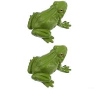 2 Pack Outdoor Frog Figurines for Garden Decoration, Realistic Plastic Animal Models, 5 x 5 x 3.5 cm, Green