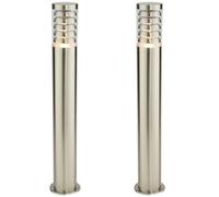 Loops 2 PACK Outdoor Garden Bollard Light 80cm Brushed Steel 9W Outside Lamp Post IP44 in Metallics Loops Metallics