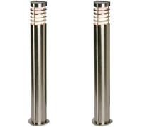 2 PACK Outdoor Garden Bollard Light Brushed Steel 9.2W Path LED Lamp Post IP44