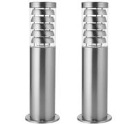 2 PACK Outdoor Garden Bollard Light Stainless Steel Outside Path LED Lamp Post