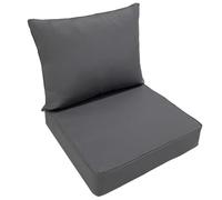 2 Pack Outdoor Garden Chair Cushions - 10cm Thick Waterproof Seat & Back Pads, High-Density Foam & Adjustable Straps - Replacement Cushions for Rattan Patio Furniture (Dark Grey,22×22inch)