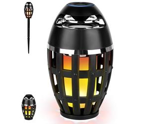 2 Pack Outdoor Indoor Bluetooth Speakers, Portable LED Flame Bluetooth Speaker Waterproof with Torch for Patio Porch Garden Home Backyard Decor, Valentine's Day Gift for Men Women Couple Dad Boyfriend
