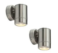 2 PACK Outdoor IP65 Wall Downlight - Dimmable 7W LED GU10 - Stainless Steel Loops Metallics One Size