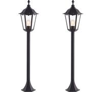 2 Pack | 1M Outdoor Lamp Post Lantern Light | Matt Black & Clear Glass | Traditional Garden Bollard Lamp | Patios, Pathways & Driveways |60W E27 LED Compatible | IP44 External Weatherproof Lighting