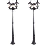 2 Pack Outdoor Lantern Lamp Post Matt Black & Glass 2.3M Tall 3 Light Bollard