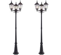 2 Pack Outdoor Lantern Lamp Post Matt Black & Glass 2.3M Tall 3 Light Bollard