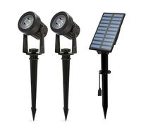 2 Pack Outdoor LED Spotlights with Solar Panel - 2x100 Lumen Solar Garden Lights IP65 Waterproof Garden Lamps for Garden, Bush, Yard, Pots, Plants