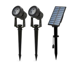 2 Pack Outdoor LED Spotlights with Solar Panel - 2x100 Lumen Solar Garden Lights IP65 Waterproof Garden Lamps for Garden, Bush, Yard, Pots, Plants