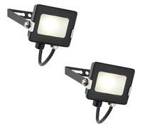 2 PACK Outdoor Waterproof LED Floodlight - 10W Cool White LED - Matt Black