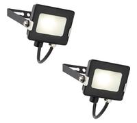 2 Pack Outdoor Waterproof Led Floodlight - 10W Cool White Led - Matt Black