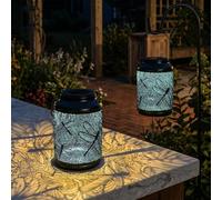 2 Pack Outdoor Waterproof Solar Colorful Green Dragonfly Lanterns, Hanging Multicolor Metal Lights for Yard Patio Backyard Porch, Birthday Gift for Women Mom Grandma