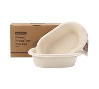 2-Pack Oval Banneton Set with Linen Liners 10-Inch Pulp Proofing Baskets for Sourdough & Artisan Bread Brotform