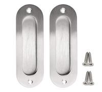 2 Pack Oval Flush Door Pull Handles Handles, Stainless Steel Recessed Finger Pulls Hidden Handle for Sliding Doors Cabinets Drawers - 120 x 40 x 14mm,Flush Handle