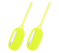 2 Pack Oval Silicone Luggage Tags for Suitcases | Yellow Travel Id Tags with Window and Secure Strap for Business Trips