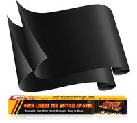 2 Pack Oven Liners for Bottom of Oven, 17"x25" Heavy Duty Non-Stick Oven Liner Mat, Reusable Heat Resistant Grill & Baking Mat, BPA/PFOA Free Roaster Liners, Fits Electric, Gas, Toaster Ovens (Black)