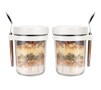 2 Pack Overnight Oats Jar, 350ml/12oz Mason Jars for Overnight Oats container, Reusable Glass Overnight Oat Container with Measurement Marks, Breakfast Pots, Oatmeal Container for Milk, Cereal, Fruit.