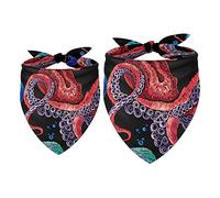 2 Pack Owner and Dog Bandana Set, Pet's Mom/Dad Bandana or Scarf Set, Family Matching Bandanas, Marine Life Octopus Coral