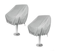 2 Pack Oxford Fabric Helm Chair Protective Cover, Boat Seat Cover, Outdoor Waterproof UV Resistant for Fishing Boating(Silver 420D)