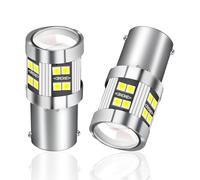 2 Pack P21w 1156 Ba15s LED Bulb, 6000K Bright White Light, 6W, 12V-24V DC, for Backup, Reverse, Stop, DRL, Parking, Turn Signal, RV, Rear Fog Lamp, and Position Lights High Efficiency Energy Saving