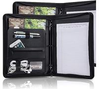 【2 Pack】 Padfolio Resume Portfolio Folder,OOWOLF PU Leather Professional with Round Ring Binder 8.5 x 11 Inch Writing Pad Tablet Sleeve Interview Document Organizer Business Card Holder Case