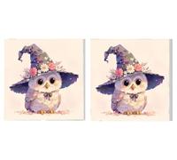 2 Pack Paint by Numbers for Adults, Cute Owl, Paint by Numbers Kits, DIY Acrylic Oil Painting Sets, for 37 Year Old Beginners Children, for Bedroom Living Room Home Decor, (Frameless) 40x40cm L0DY409
